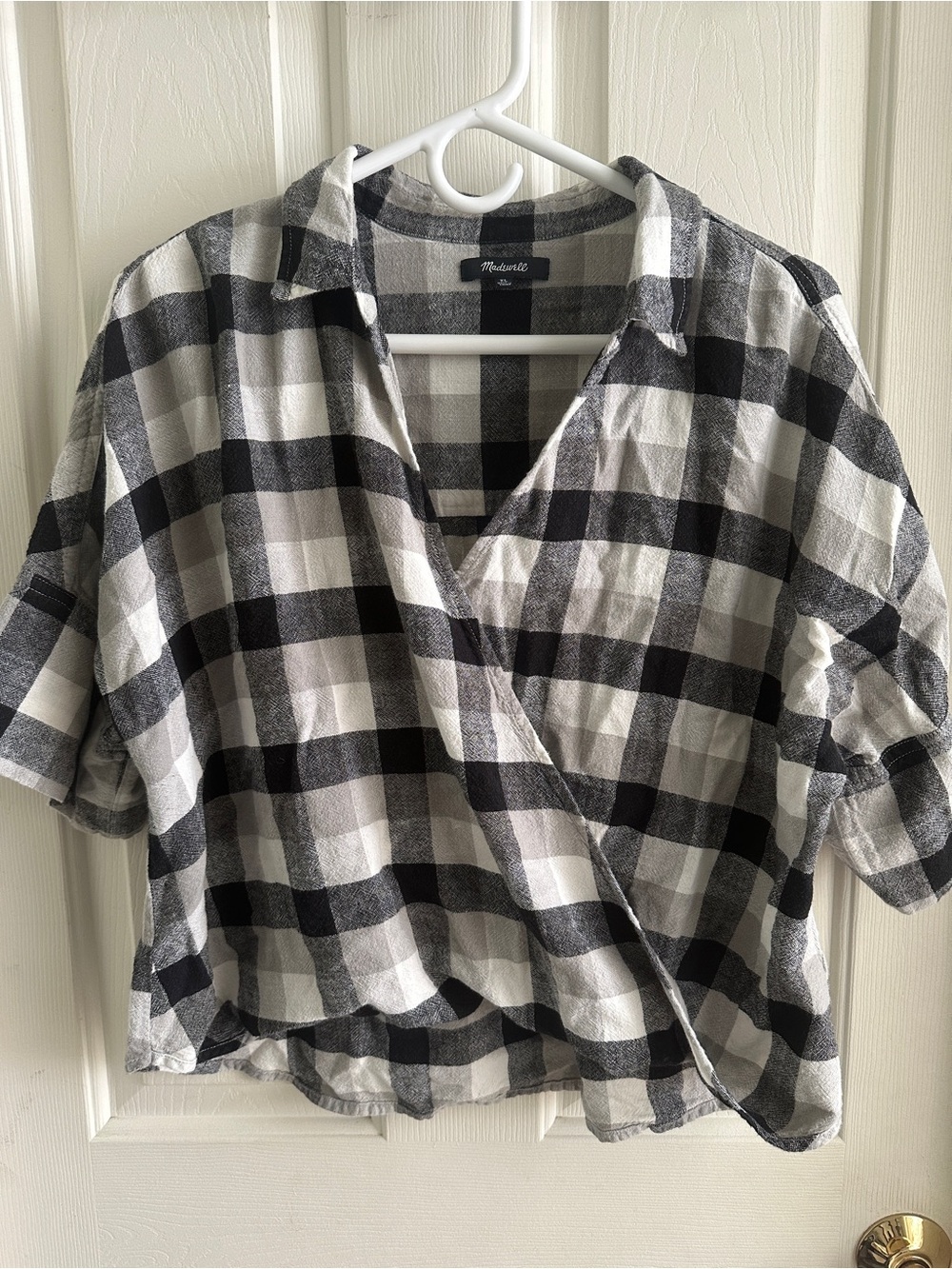Madewell Buffalo plaid wrap style top